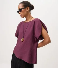 Blusa Estruturada em Viscose com Mangas Bufantes
