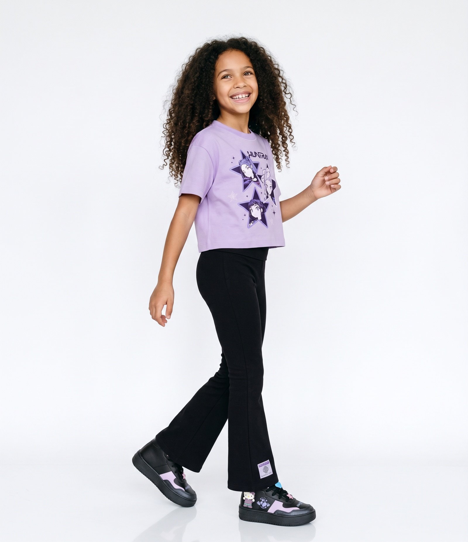 Calça Flare Infantil Em Algodão Com Cós Dobrado -Tam 5 a 14 Anos Preto 2