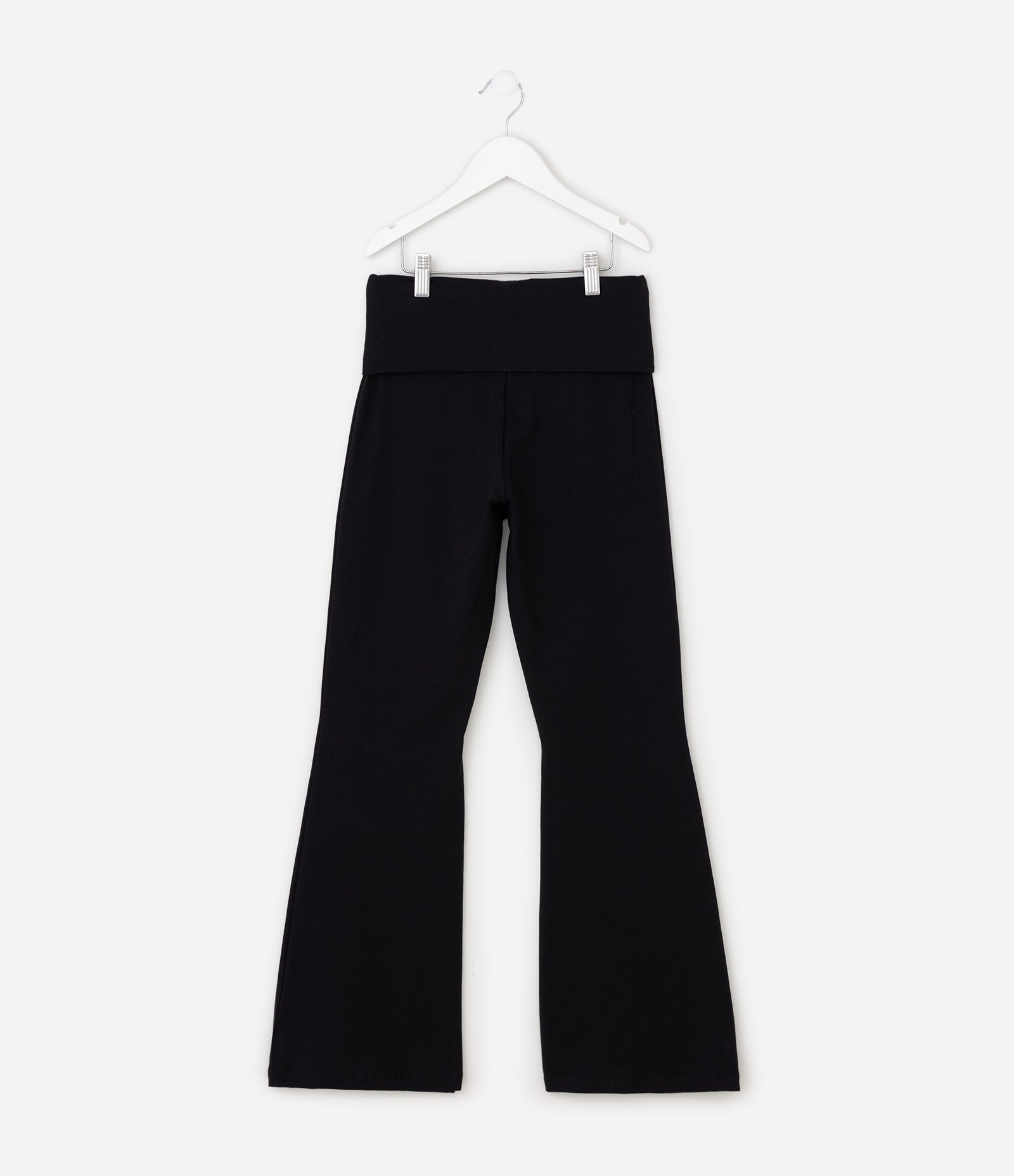 Calça Flare Infantil Em Algodão Com Cós Dobrado -Tam 5 a 14 Anos Preto 4