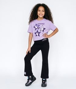 Calça Flare Infantil Em Algodão Com Cós Dobrado -Tam 5 a 14 Anos