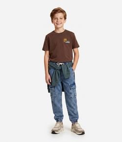Camiseta Infantil com Estampa Contrastante - Tam 5 a 14 Anos