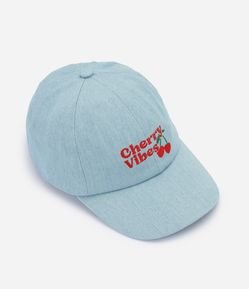 Boné Infantil Bordado Cherry Vibes com Cerejas - Tam Único