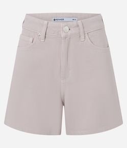 Short Mom Cintura Alta em Sarja com Bolsos