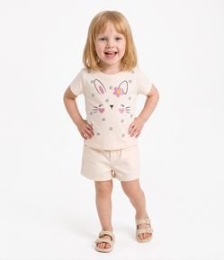 Camiseta Infantil Em Algodão Com Florzinnhas - Tam 1 a 6 Anos