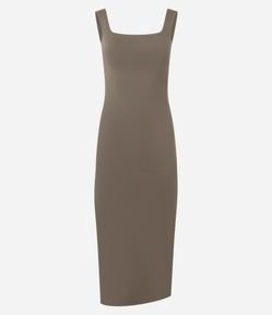 Vestido Long Midi em Poliamida com Decote nas Costas