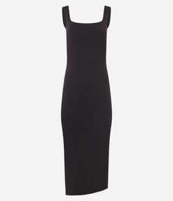 Vestido Long Midi em Poliamida com Decote nas Costas