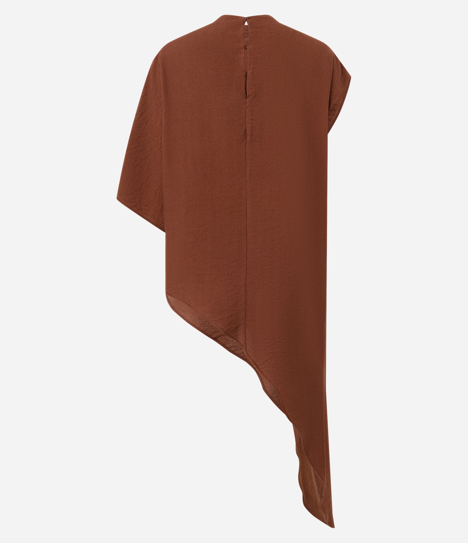 Blusa Over em Viscose com Gola Halter e Barra Assimétrica Marrom Claro 2