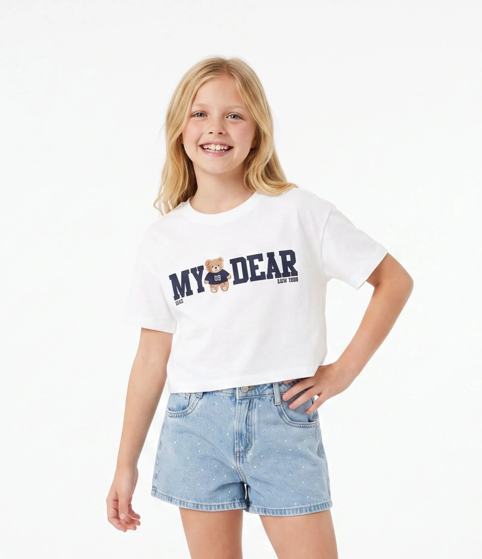 Camiseta Infantil Em Algodão Ursinho My Dear Urso - Tam 5 a 16 anos Branco 1