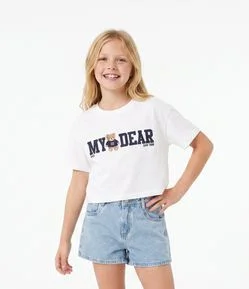 Camiseta Infantil Em Algodão Ursinho My Dear Urso - Tam 5 a 16 anos