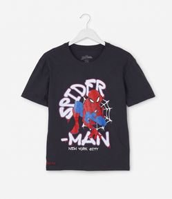 Camiseta Infantil com Lettering Spider-Man - Tam  4 a 12 Anos