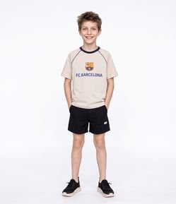Camiseta Infantil Em Algodão com Estampa Barcelona - Tam 5 a 14 Anos