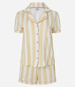 Pijama Curto Americano em Viscolycra com Estampa Listrada