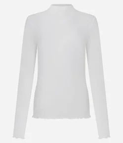 Blusa em Viscoelastano com Gola Alta e Transparência