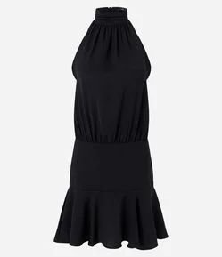 Vestido Halter Neck com Babado na Barra
