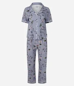 Pijama Americano em Viscolycra com Estampa Floral