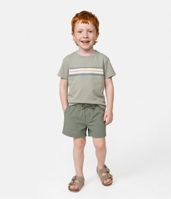 Camiseta Infantil em Piquet com Lettering - Tam 1 a 6 Anos