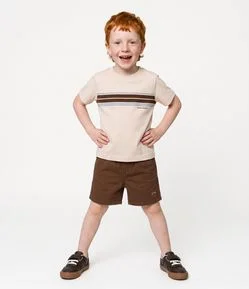 Camiseta Infantil em Piquet com Lettering - Tam 1 a 6 Anos