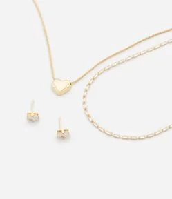 Conjunto com Colares em Camadas e Brincos com Zircônias