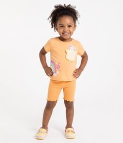 Camiseta Infantil Em Algodão Poim Estampa Unicórnio com Bolsinho - Tam 1 a 6 Anos