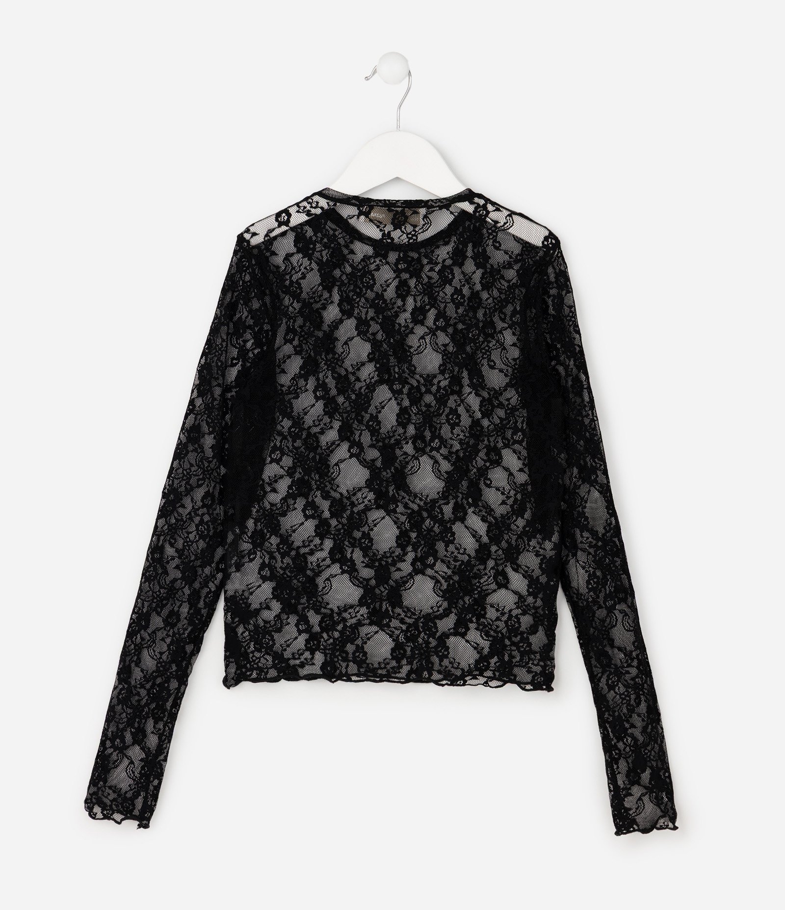 Blusa Infantil em Renda com Manga Longa - Tam 5 a 16 Anos Preto 4
