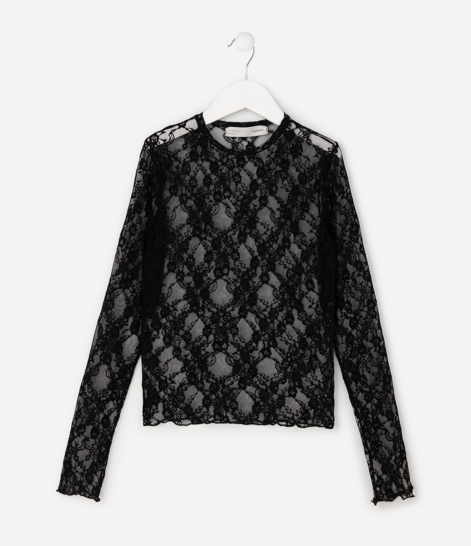 Blusa Infantil em Renda com Manga Longa - Tam 5 a 16 Anos Preto 7