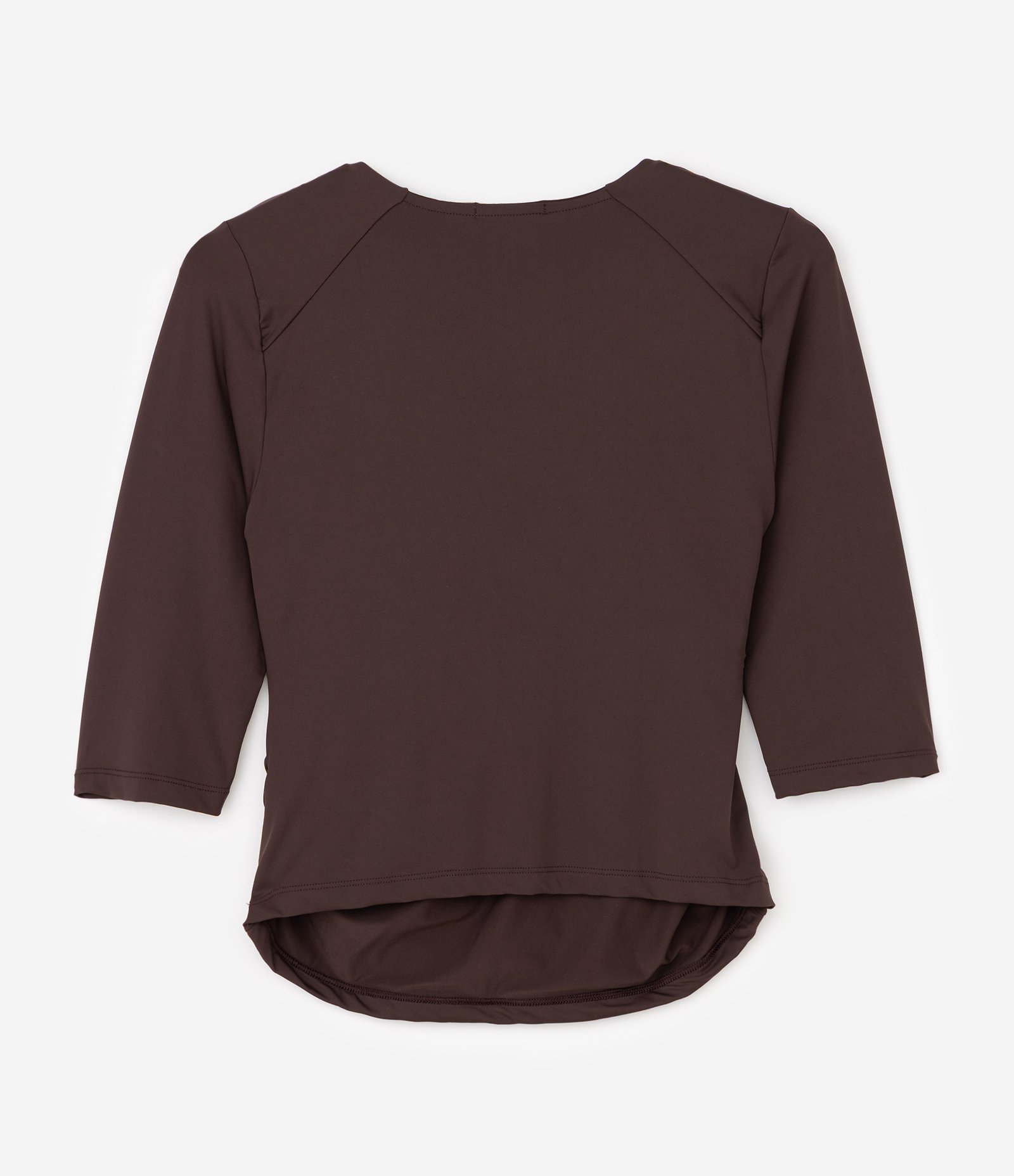 Blusa Ajustada em Poliamida com Decote Transpassado Curve & Plus Size Marrom 6