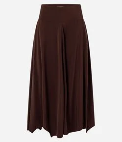 Saia Midi em Viscose com Barra de Pontas