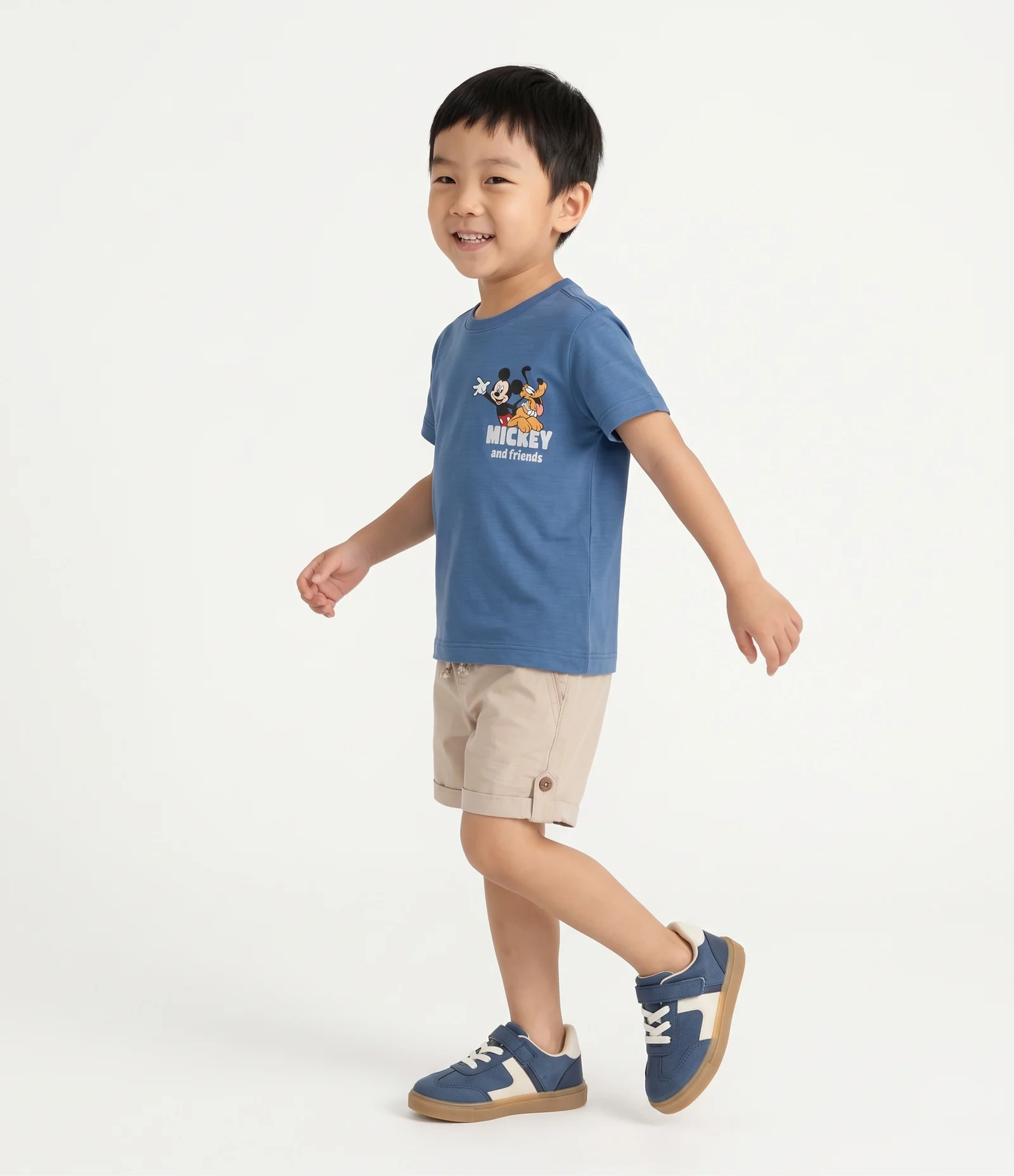 Camiseta Infantil Texturizada com Estampa Mickey e Pluto - Tam 2 a 6 anos Azul 2