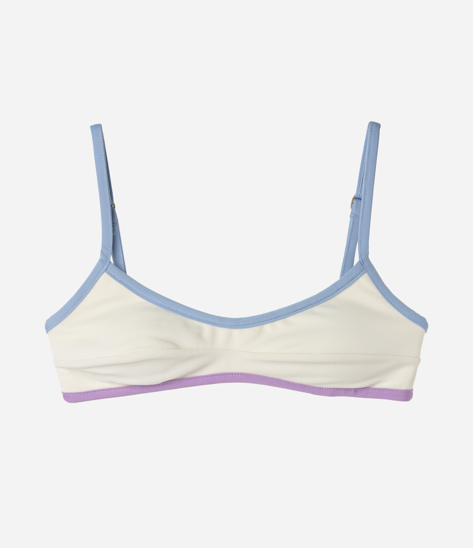 Biquíni Top Camisetinha em Microfibra Canelada com Viés Contrastante Branco 1