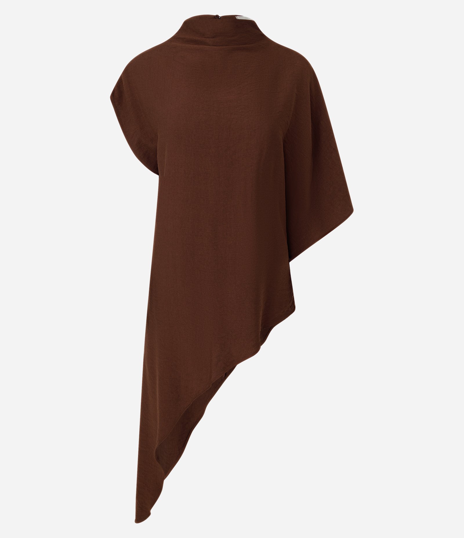 Blusa Over em Viscose com Gola Halter e Barra Assimétrica Marrom Médio 1