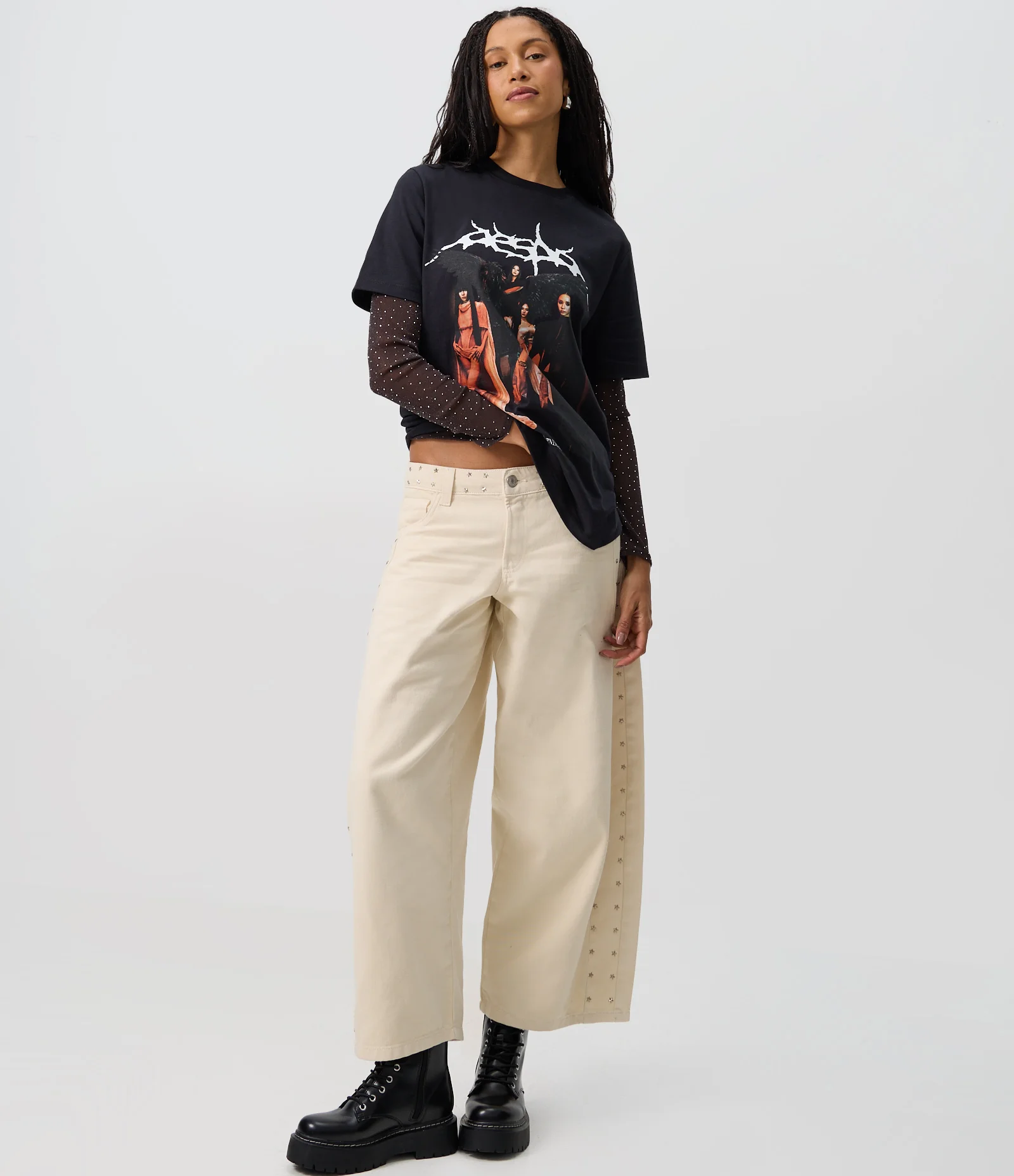 Camiseta Manga Curta com Estampa AESPA em Algodão Preto 2