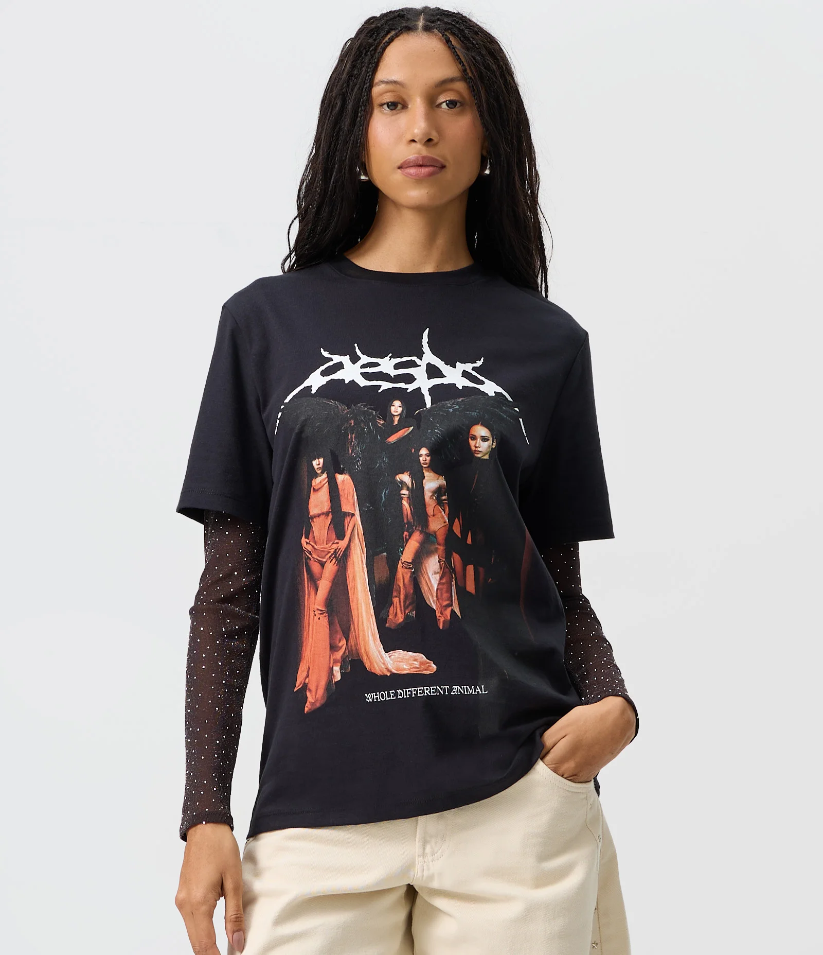 Camiseta Manga Curta com Estampa AESPA em Algodão Preto 3