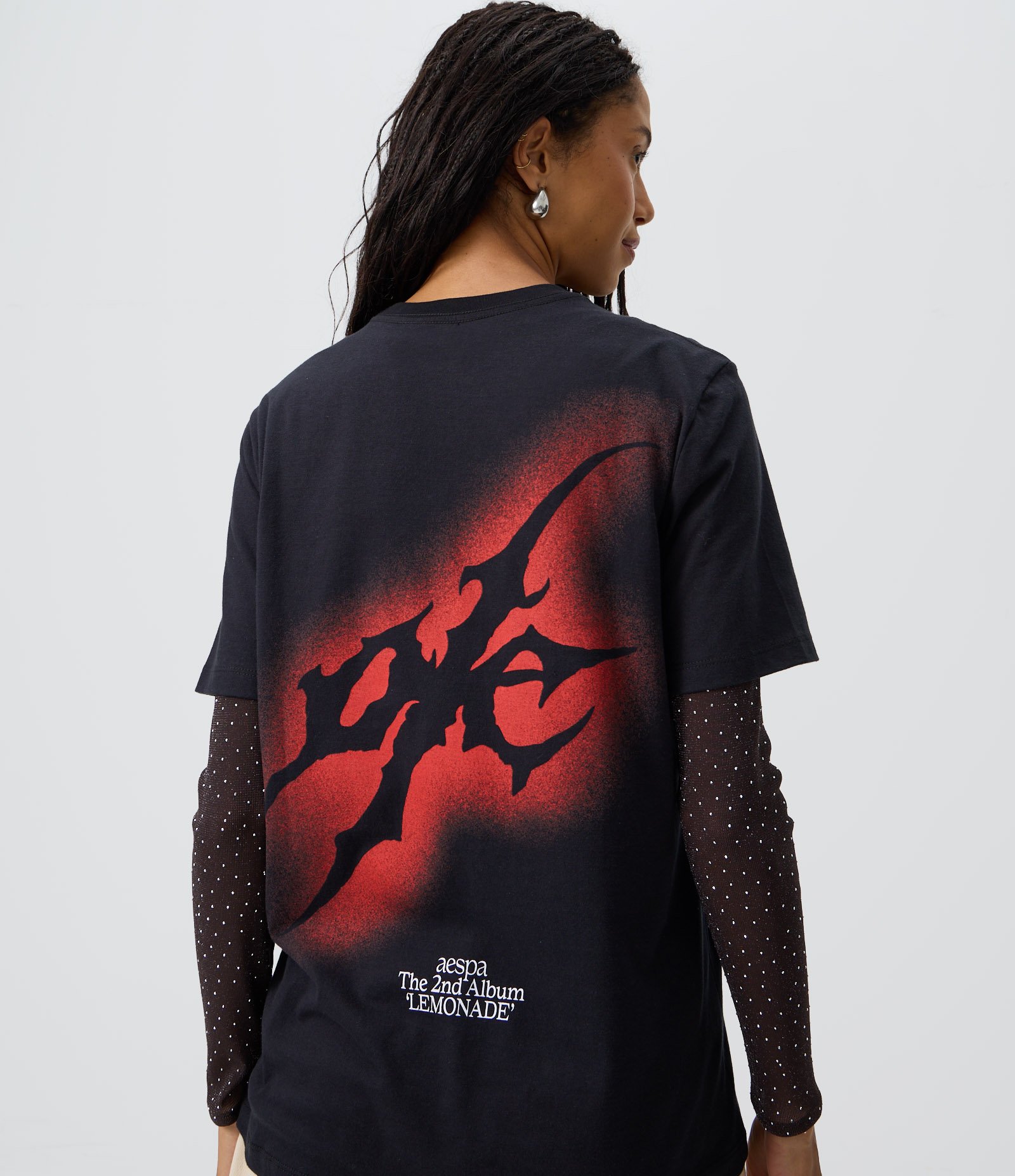 Camiseta Manga Curta com Estampa AESPA em Algodão Preto 4