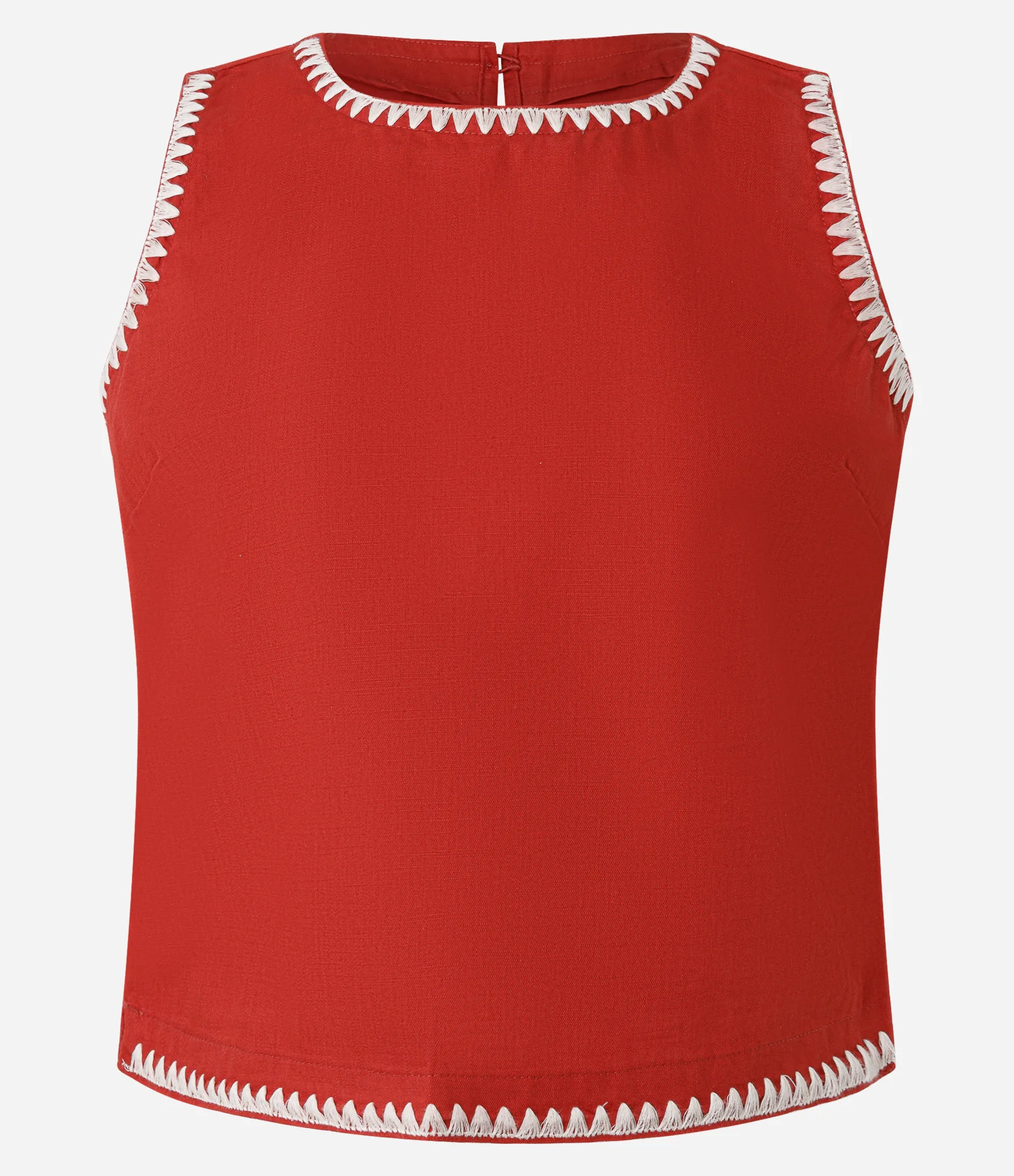 Regata em Sarja com Bordado Contrastante Vermelho 5