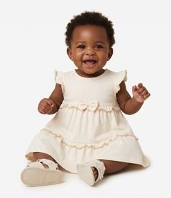 Vestido Bebê com Laço e Brilhinhos - Tam 0 a 18 Meses