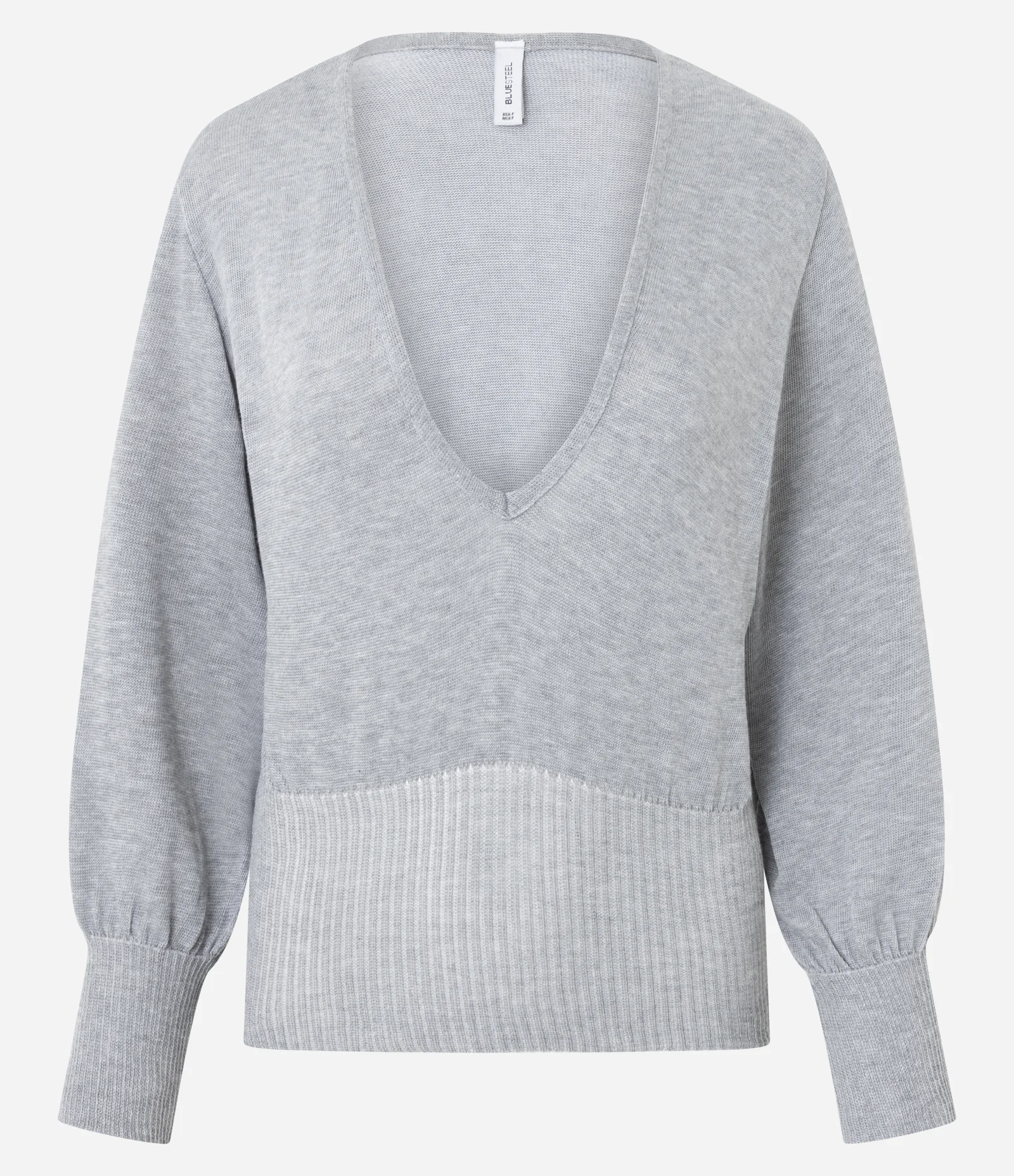 Blusa em Tricô com Decote V Profundo Cinza 5