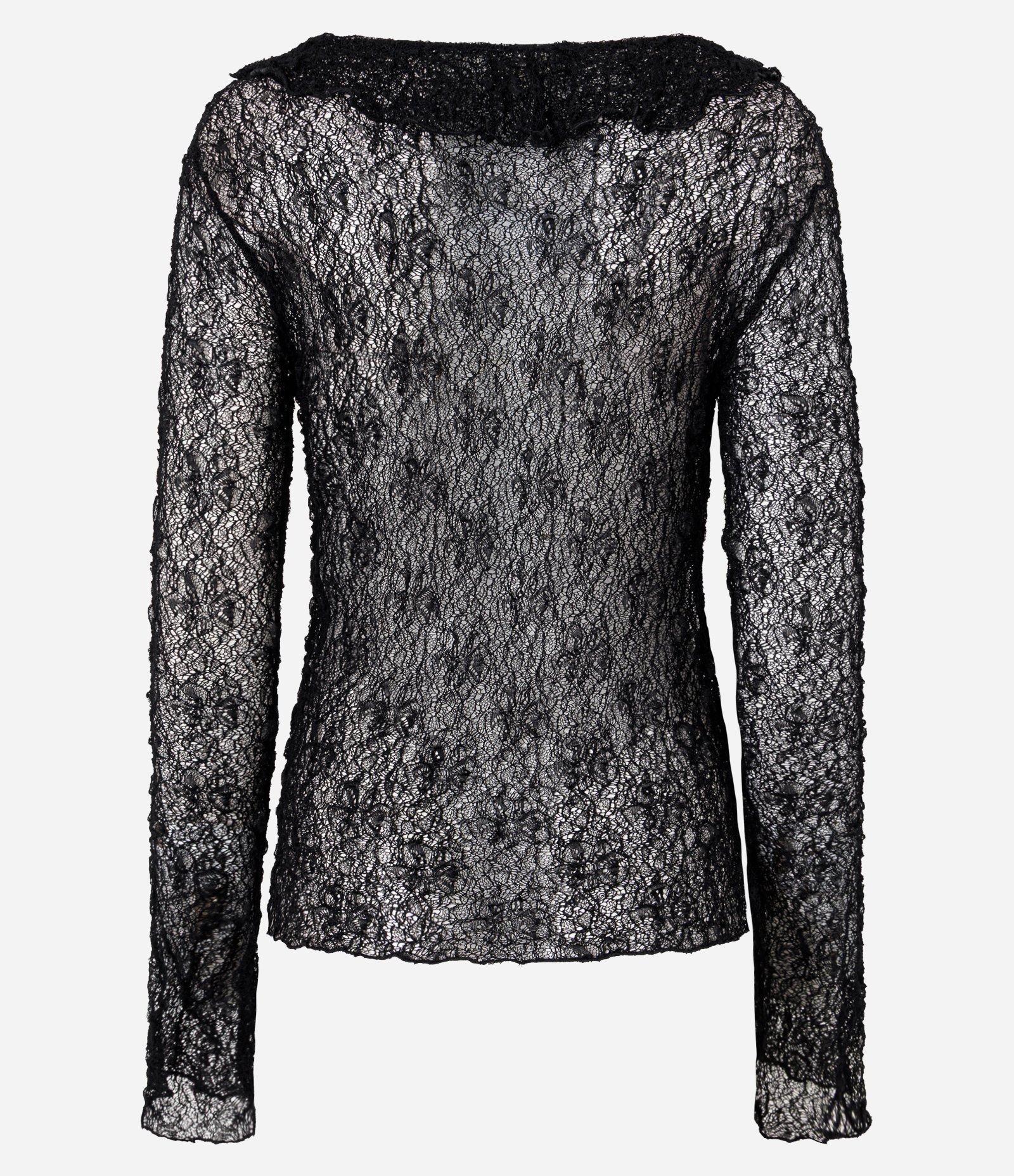 Blusa em Renda com Babados Frontais Preto 2