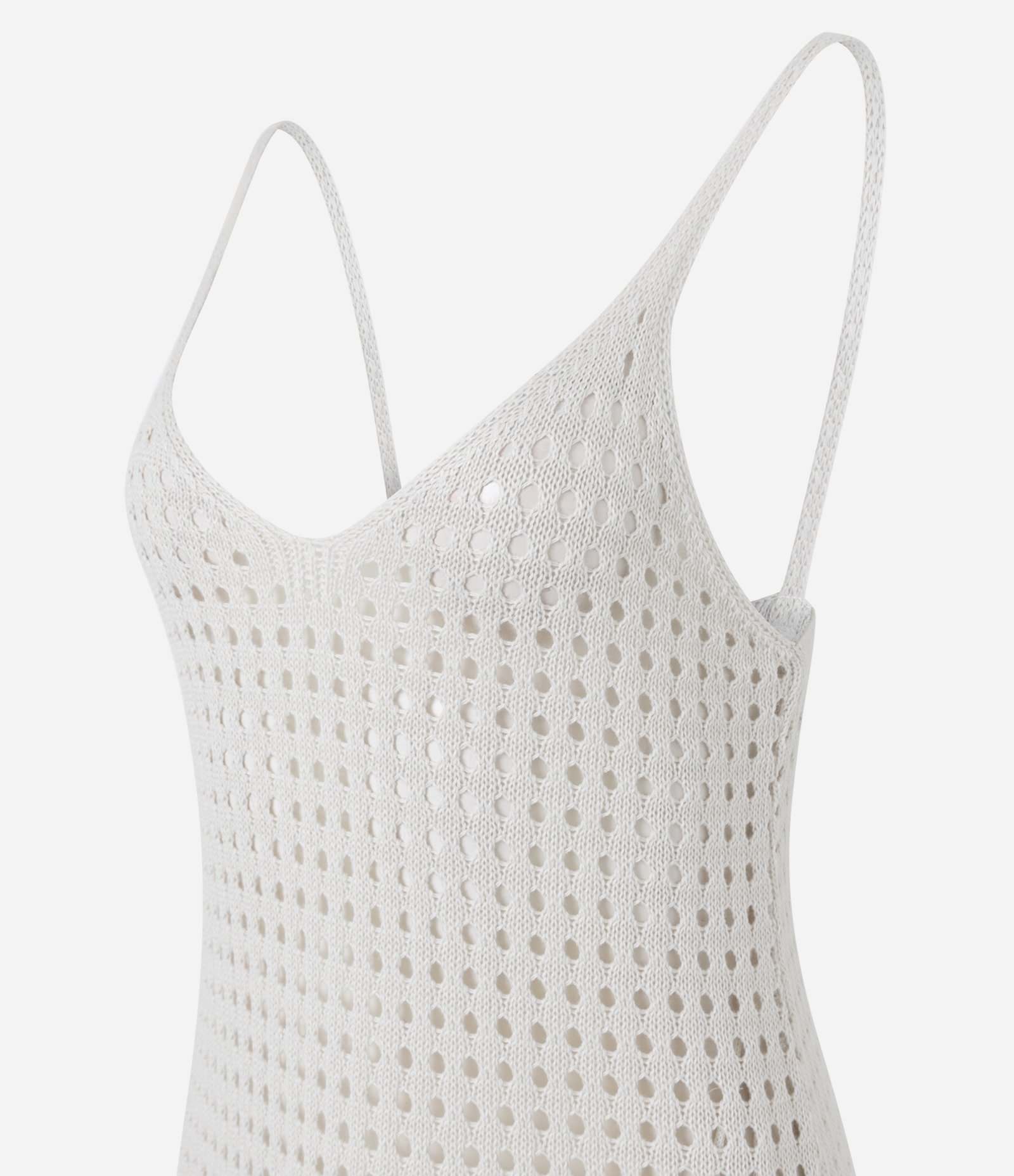 Saída de Praia Vestido em Tricô com Barra Assimétrica Off White 6