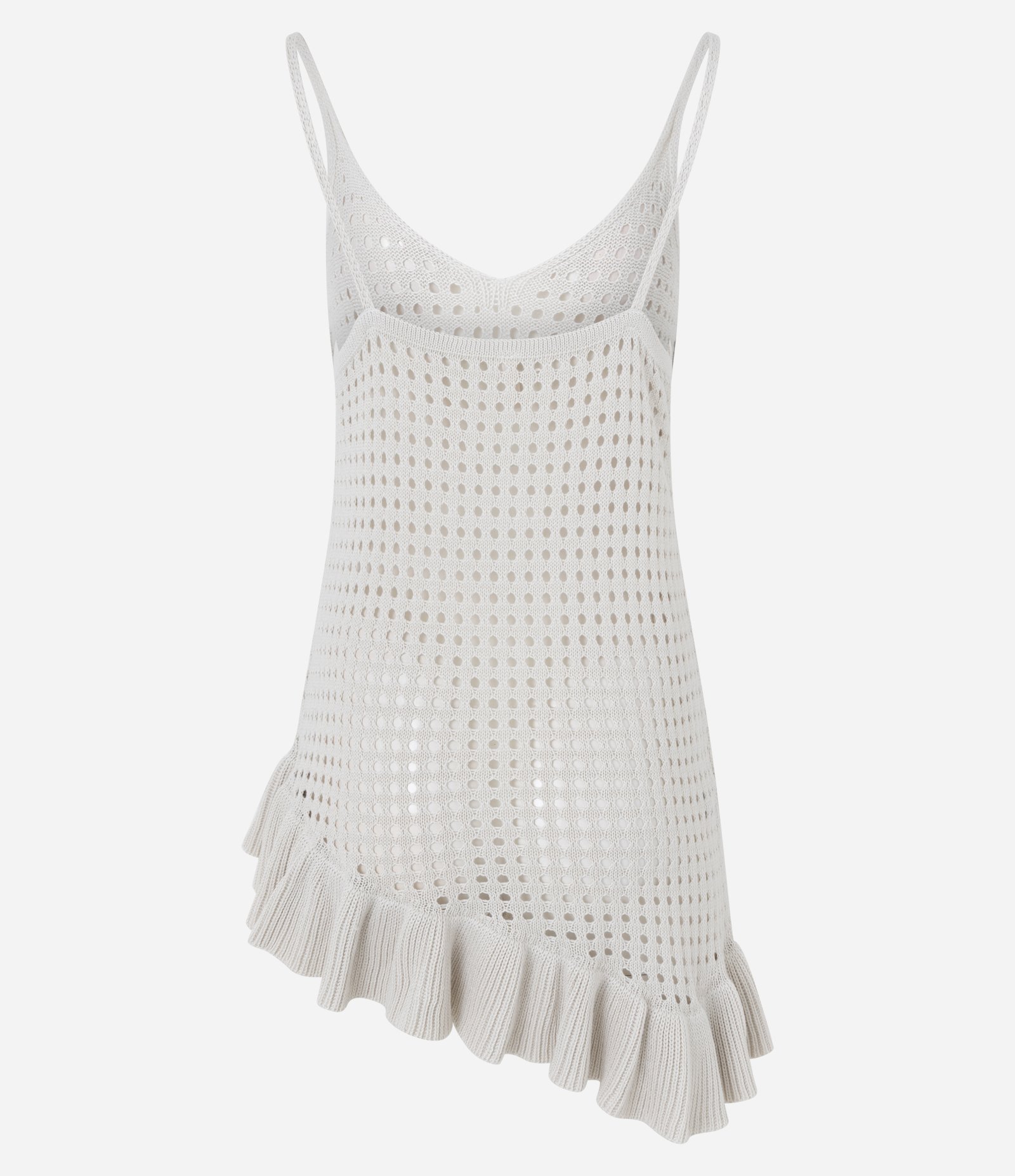 Saída de Praia Vestido em Tricô com Barra Assimétrica Off White 7