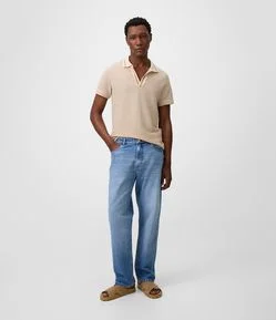Calça Reta em Jeans com Lavagem Vintage