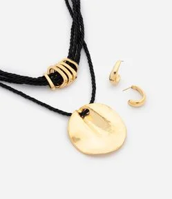 Conjunto de Colar em Camadas e Argolas Bold