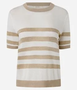 Blusa em Tricô Listrada com Brilho