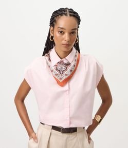 Blusa Regular em Tricoline com Pregas nos Ombros