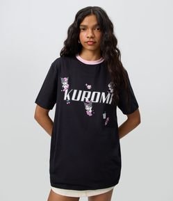 Camiseta em Algodão com Estampa de Skate e Kuromi