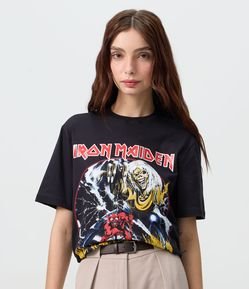 Camiseta Oversized em Algodão com Estampa Iron Maiden