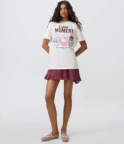 Camiseta em Algodão com Estampa de Animais e Docinhos com Lettering