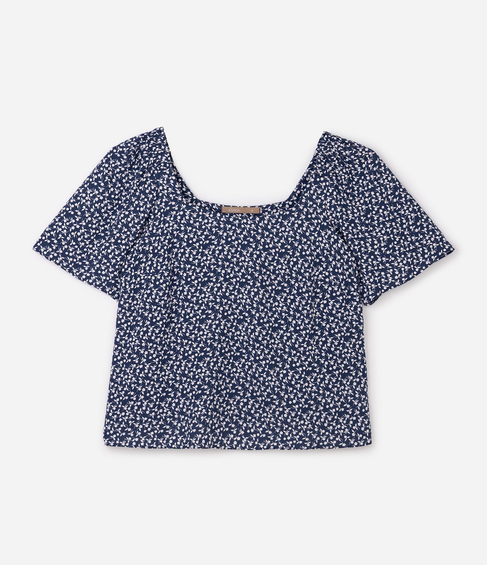 Blusa em Viscose com Estampa Liberty e Lastex Curve & Plus Size Azul 1