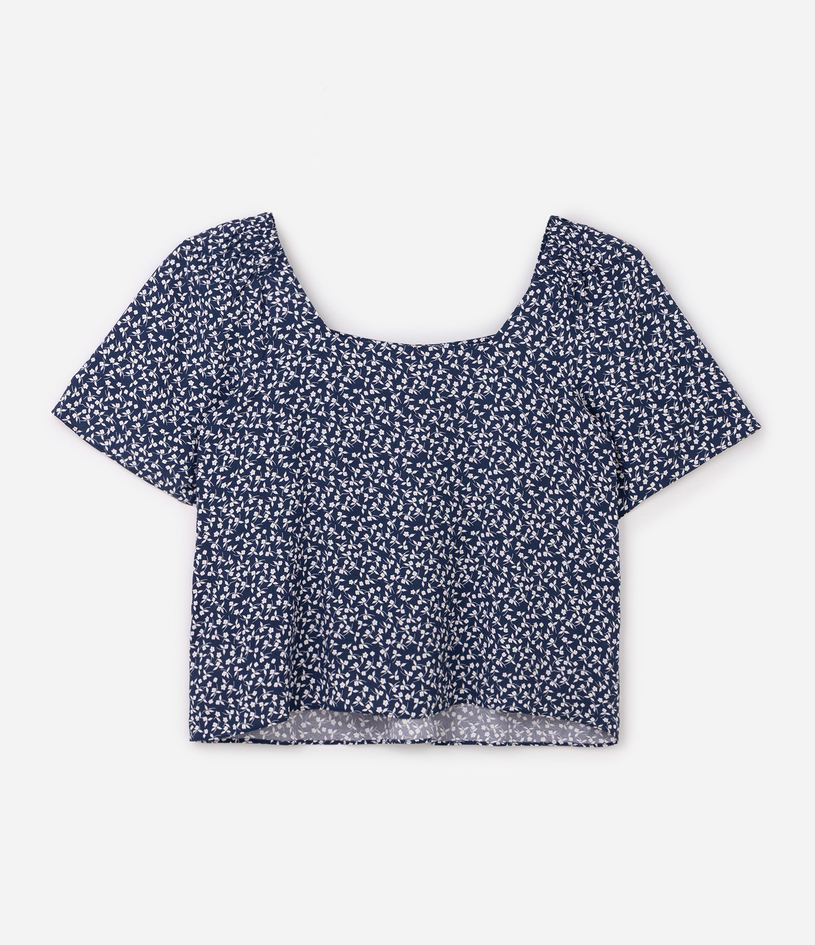 Blusa em Viscose com Estampa Liberty e Lastex Curve & Plus Size Azul 2