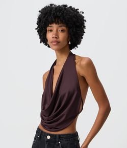 Blusa Frente Única em Malha com Decote Degagê