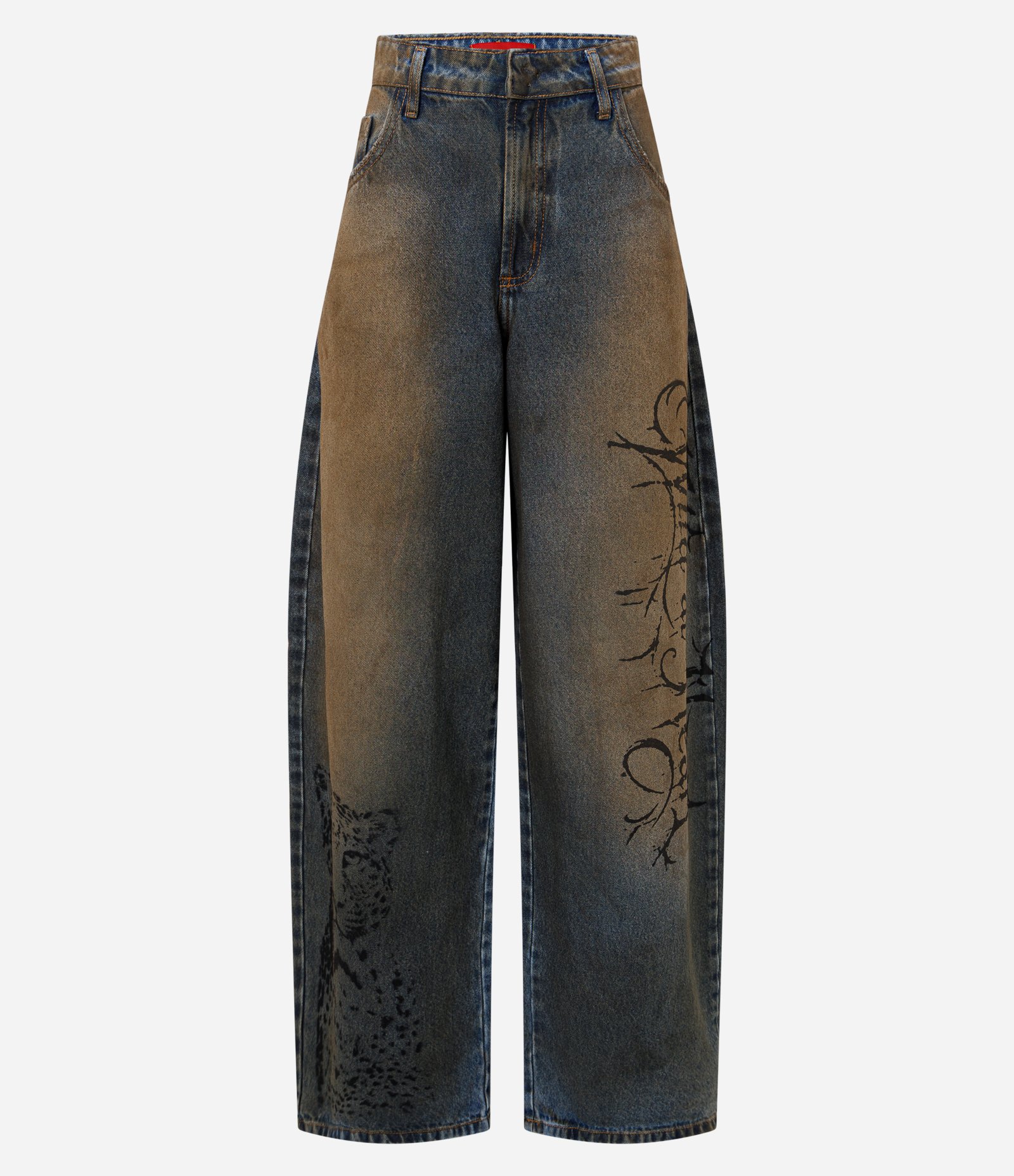 Calça Baggy em Jeans com Efeito Dirty e Estampa em Lettering Azul Médio 6